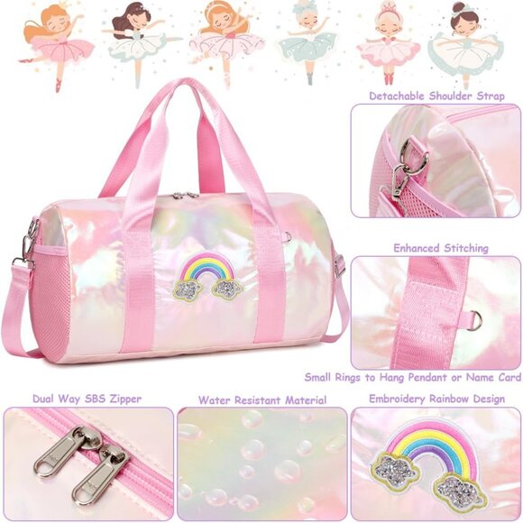 Girls Pink Metallic Dance, Gym, Duffle Bag - Picture 5 of 7